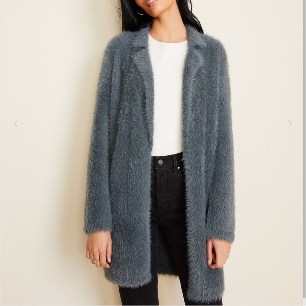NWOT Turquoise long fuzzy open cardigans
